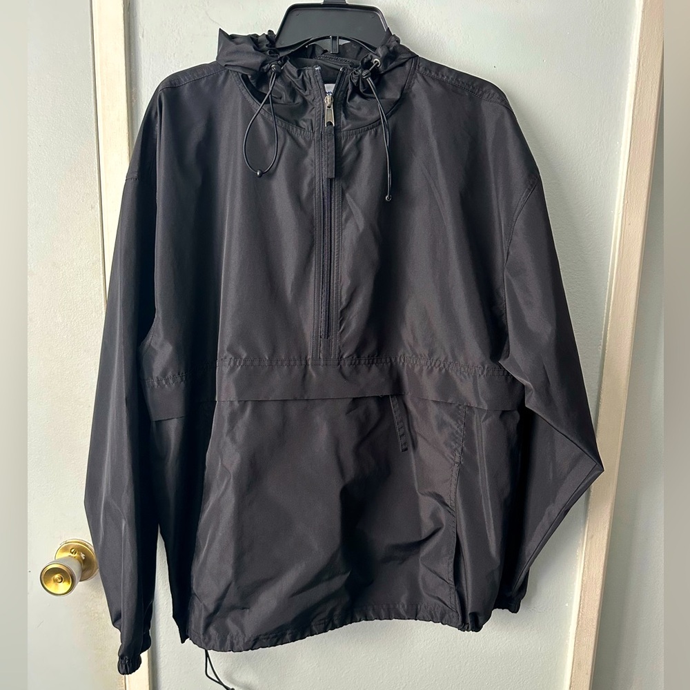 Champion Black Windbreaker Jacket Lightweight Water-Resistant